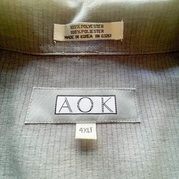 AOK 4XL Tall Grey Short Sleeve Button Up Shirt - Picture 4 of 8